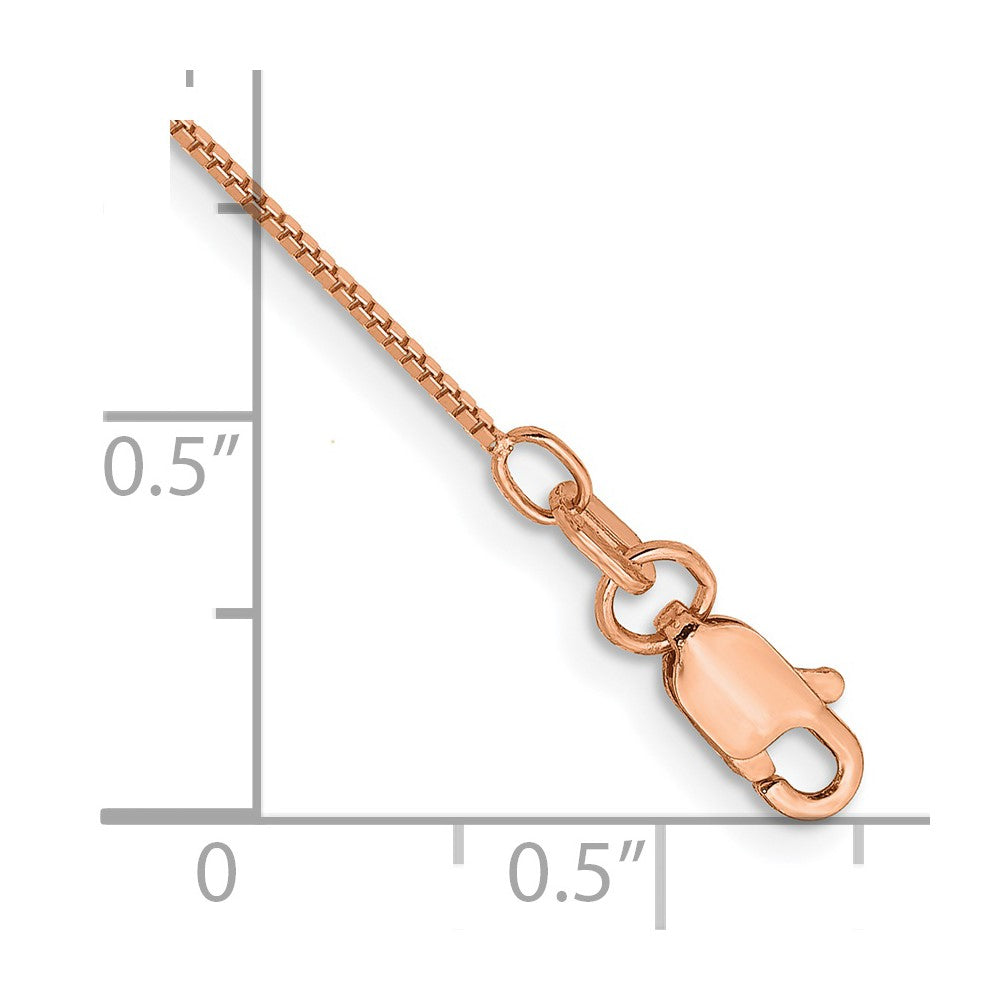 14K Rose Gold 10 inch .7mm Box Link with Lobster Clasp Anklet