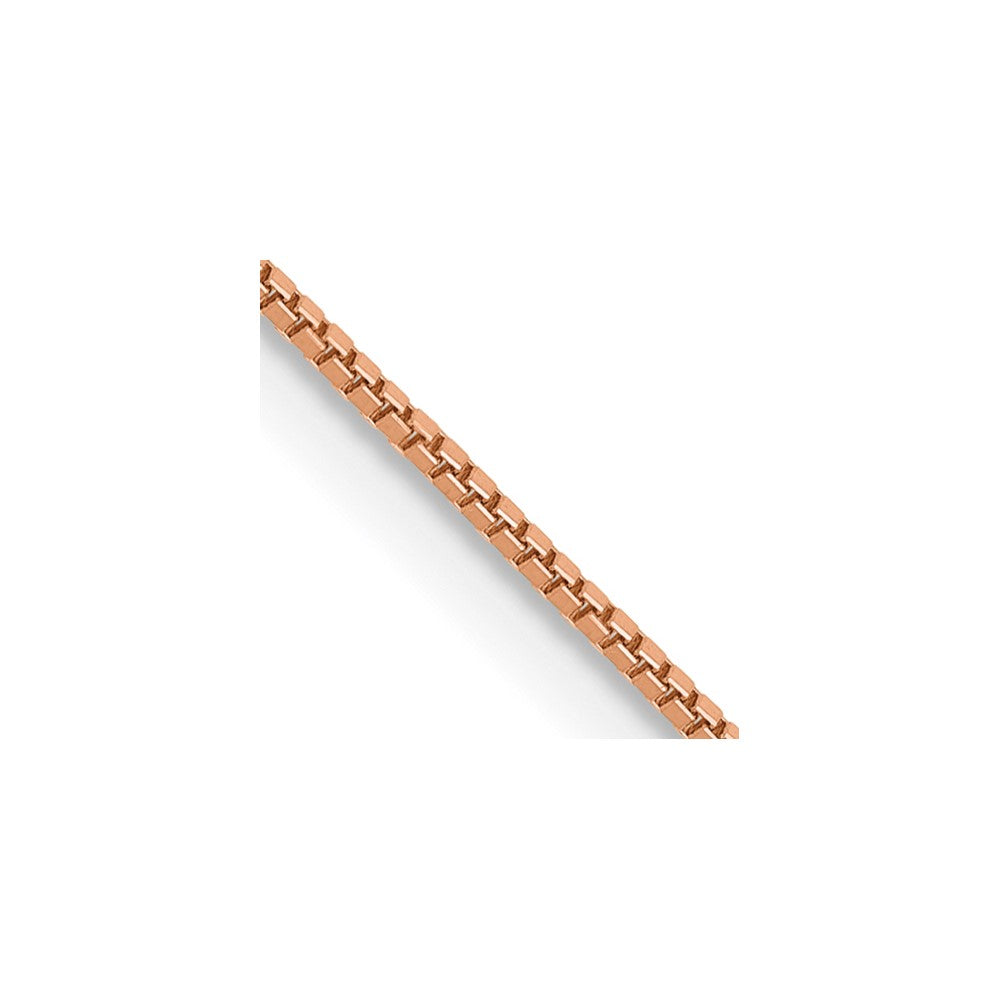 14K Rose Gold 22 inch .7mm Box Link with Lobster Clasp Chain