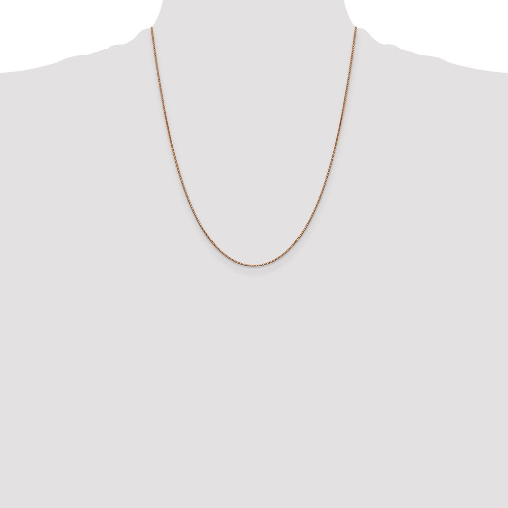 14K Rose Gold 22 inch .9mm Box Link with Lobster Clasp Chain
