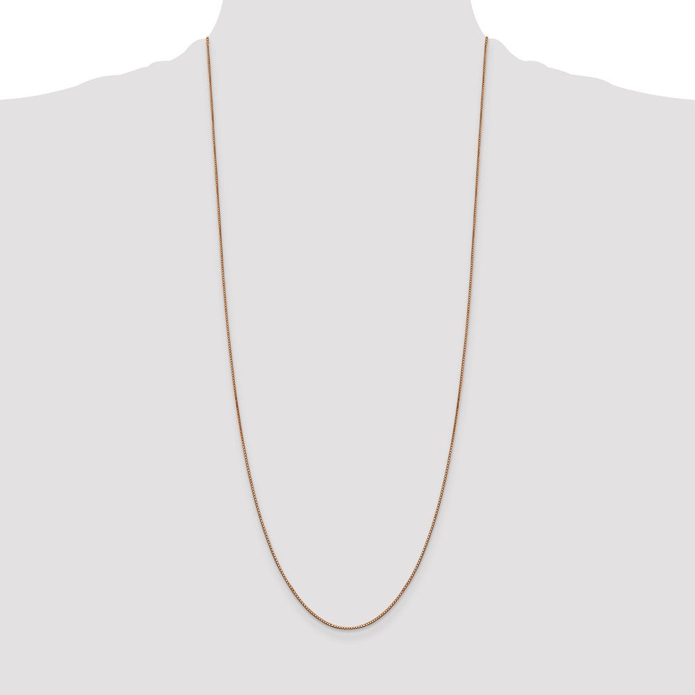 14K Rose Gold 30 inch .9mm Box Link with Lobster Clasp Chain