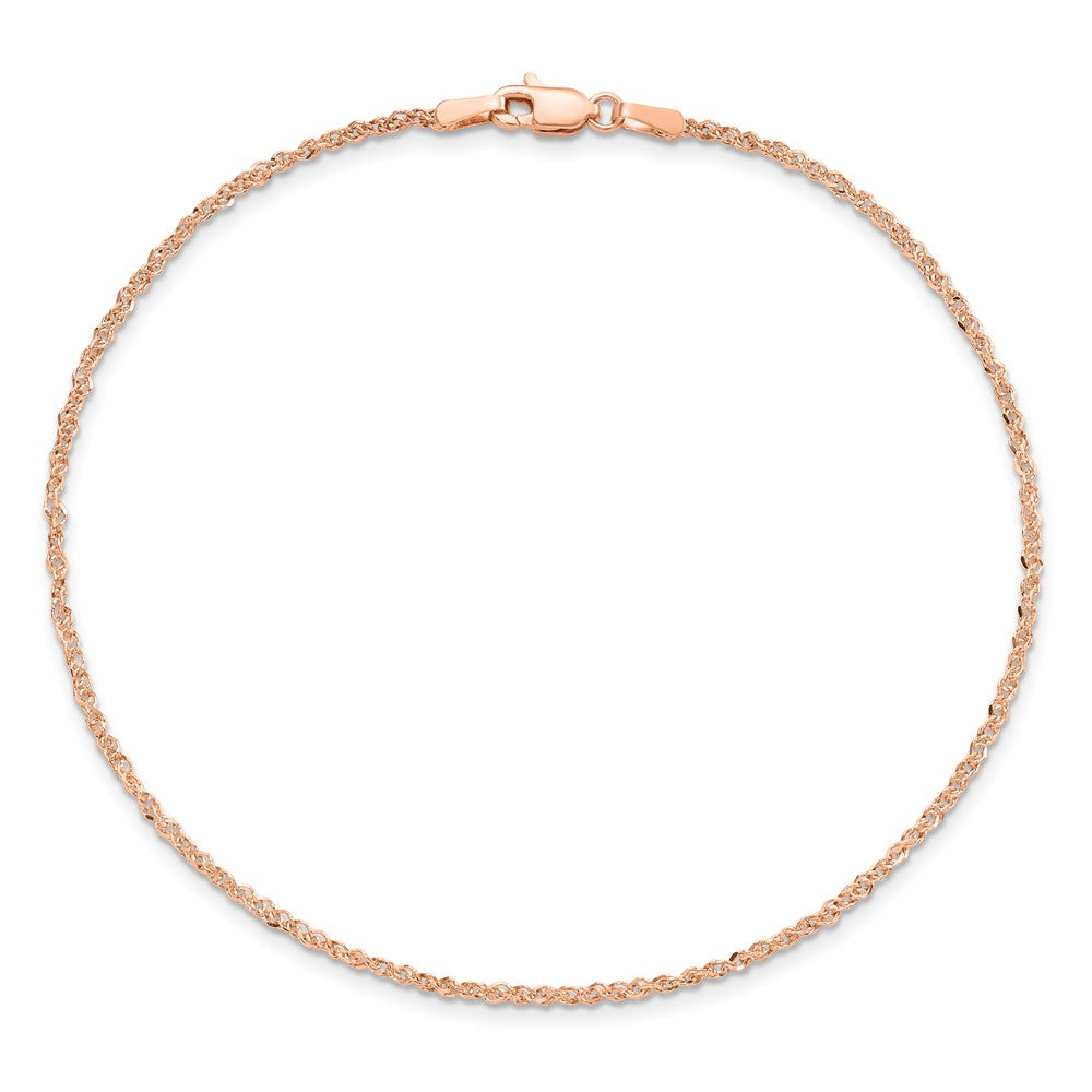 14K Rose Gold 10 inch 1.7mm Ropa with Lobster Clasp Anklet