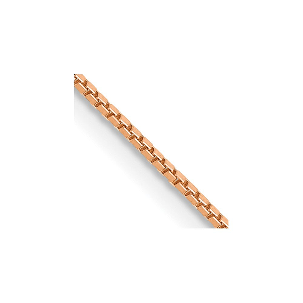 14K Rose Gold 30 inch .9mm Box Link with Lobster Clasp Chain