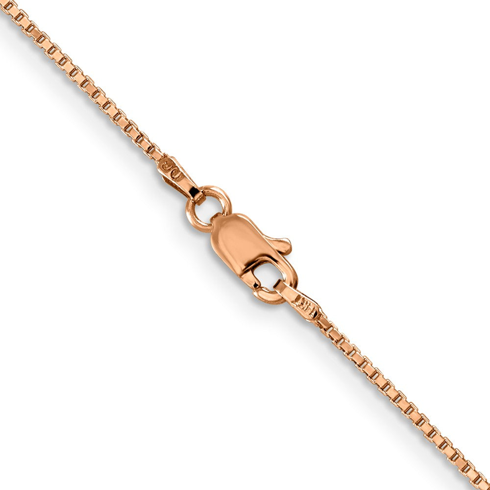 14K Rose Gold 22 inch 1mm Box Link with Lobster Clasp Chain
