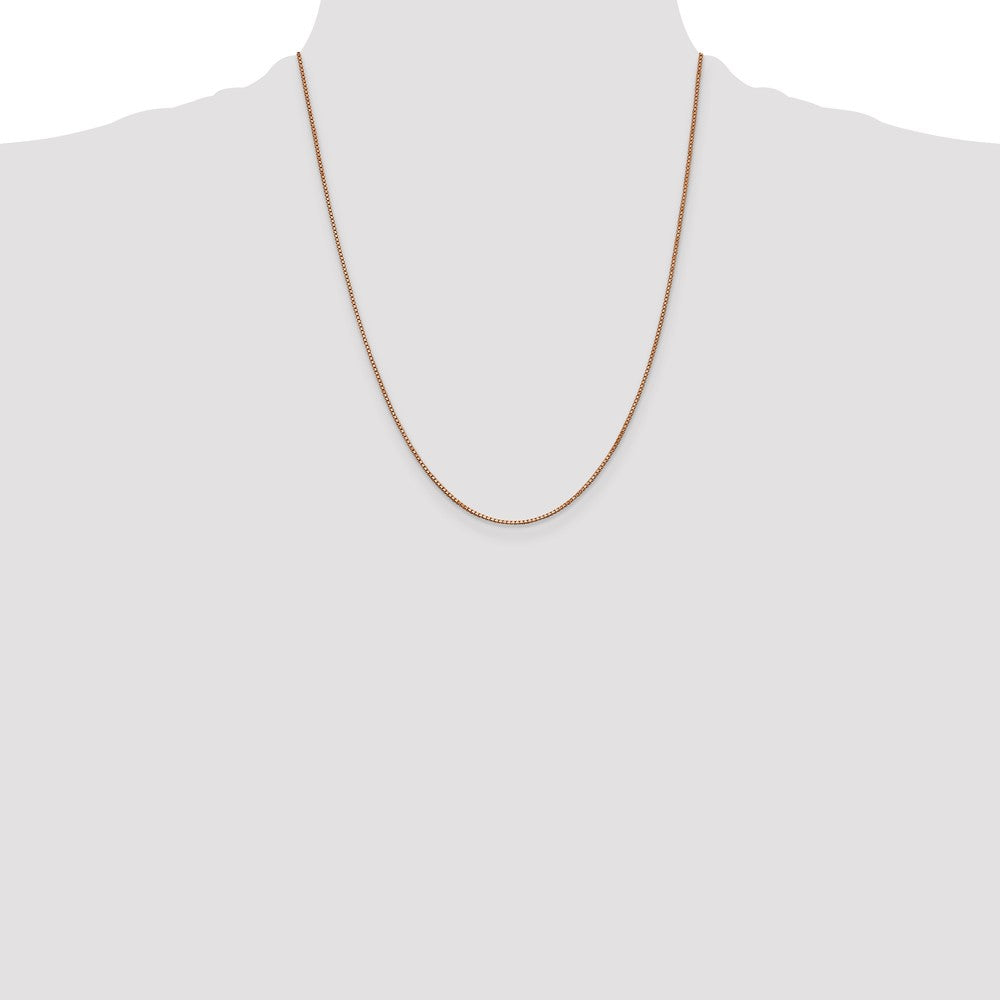 14K Rose Gold 22 inch 1mm Box Link with Lobster Clasp Chain