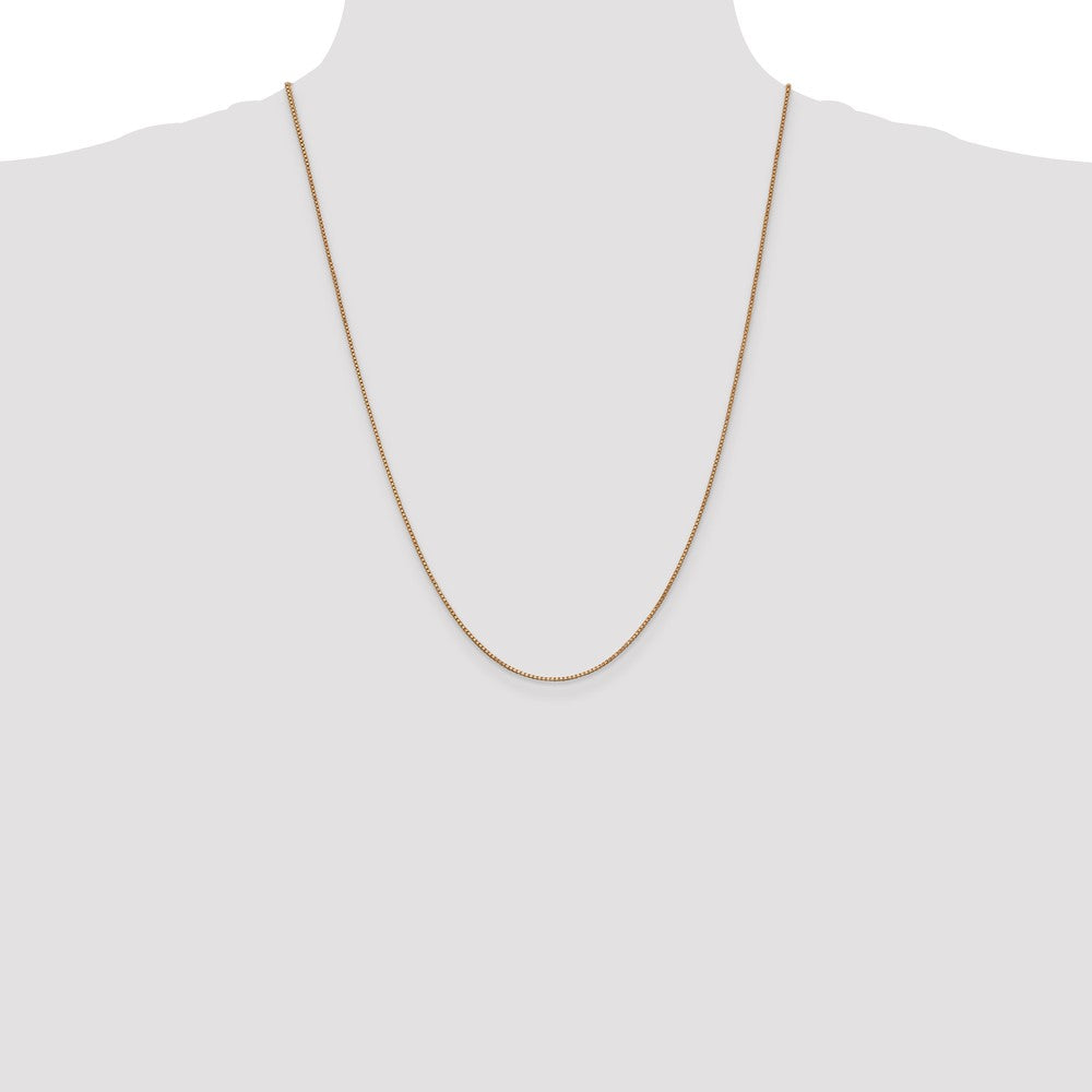 14K Rose Gold 24 inch 1mm Box Link with Lobster Clasp Chain