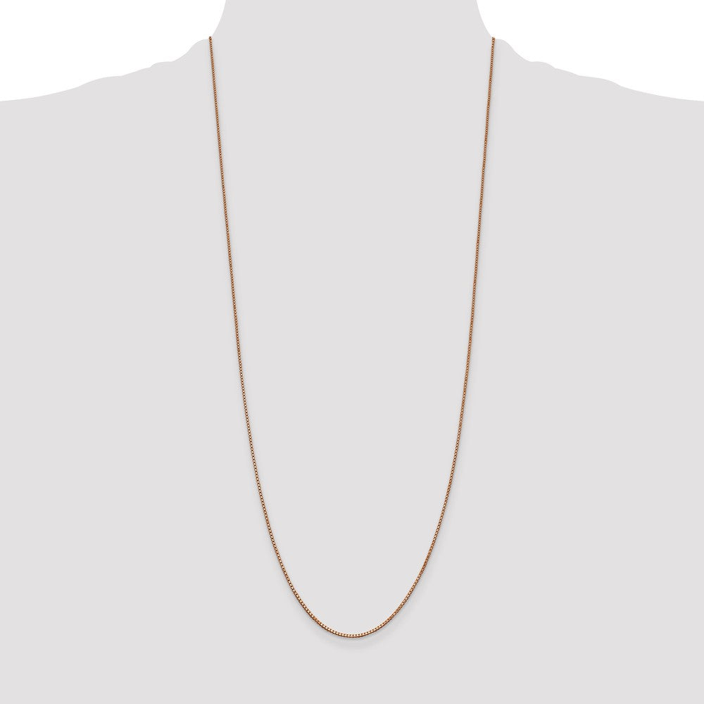 14K Rose Gold 30 inch 1mm Box Link with Lobster Clasp Chain