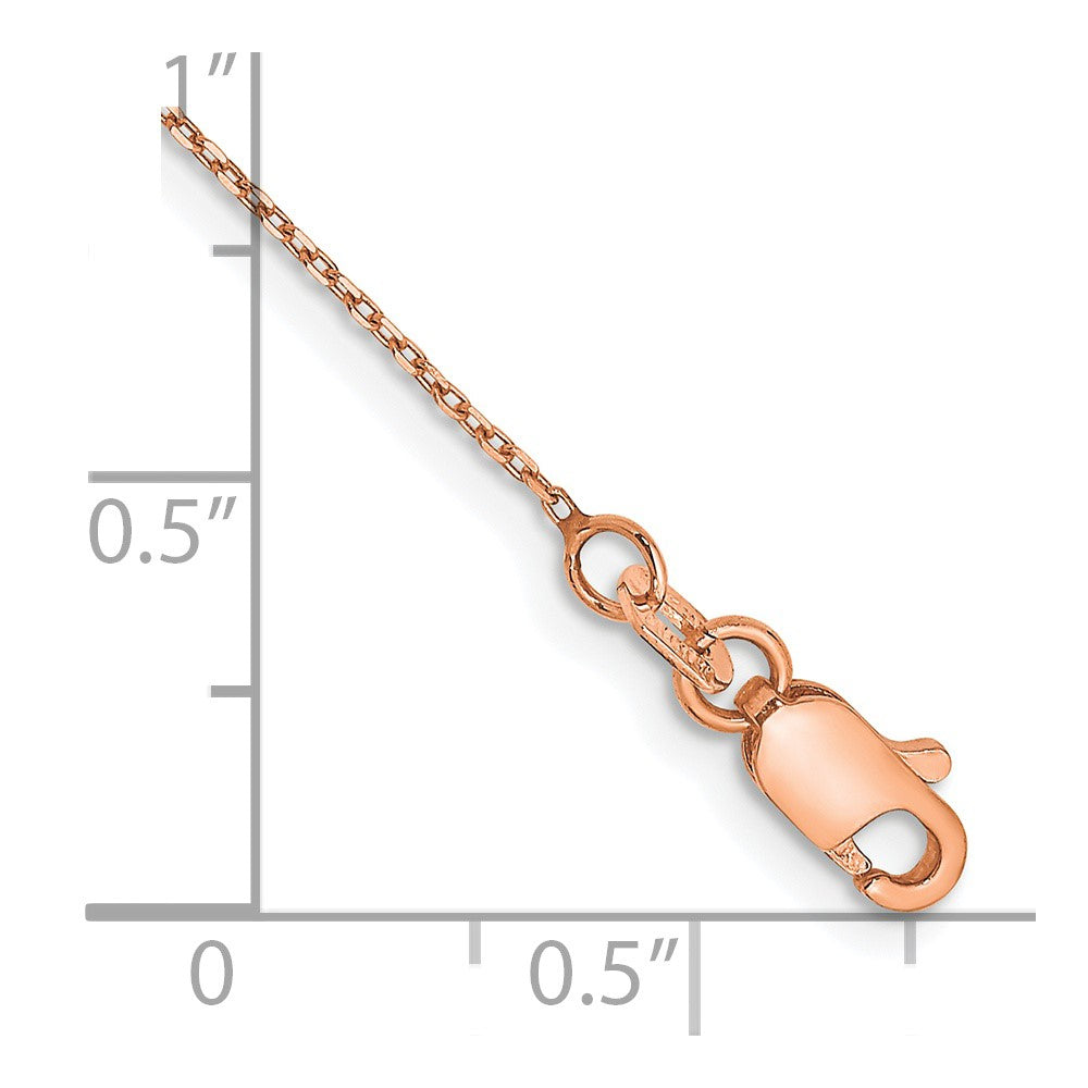 14K Rose Gold 10 inch .8mm Diamond-cut Cable with Lobster Clasp Chain