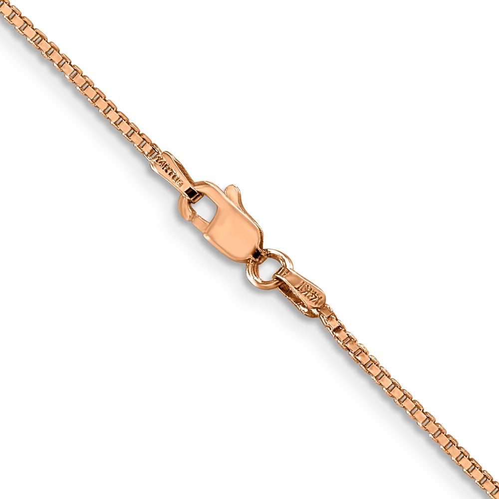 14K Rose Gold 18 inch 1.10mm Box Link with Lobster Clasp Chain