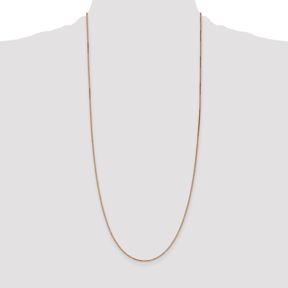 14K Rose Gold 30 inch 1.10mm Box Link with Lobster Clasp Chain