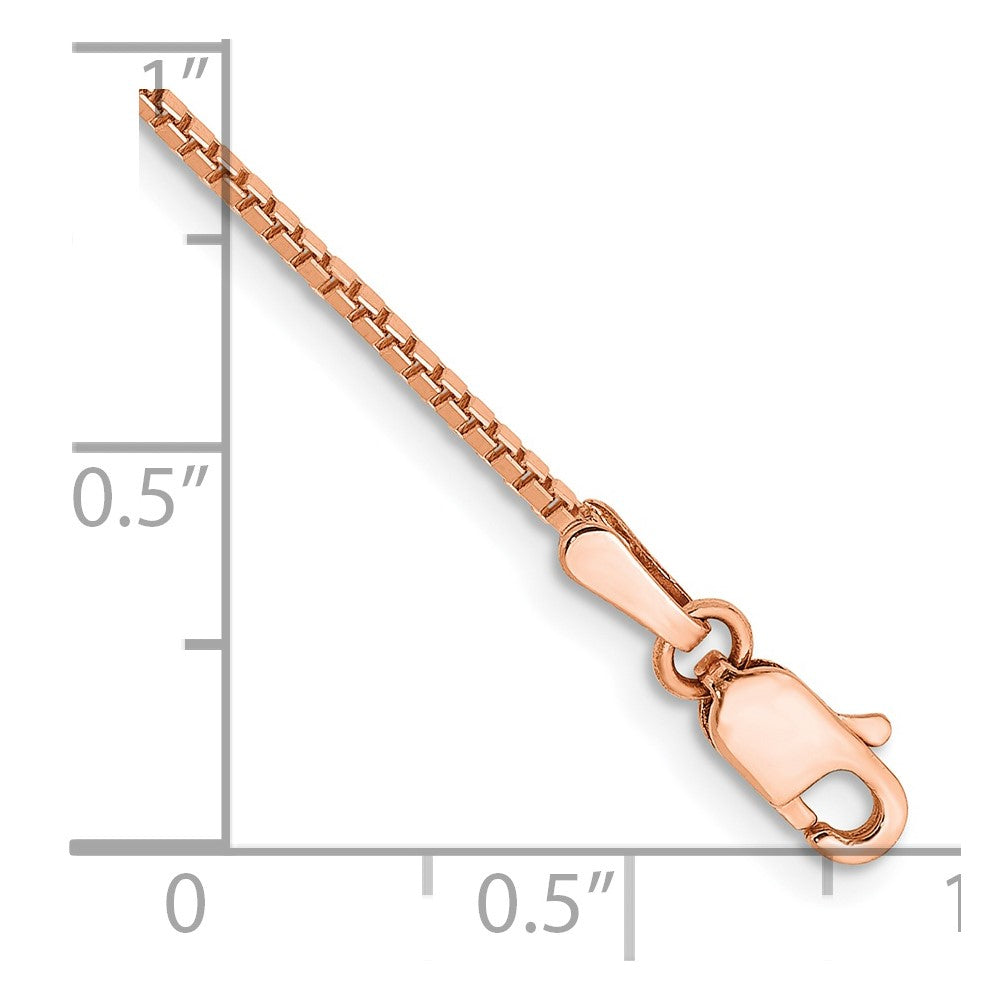 14K Rose Gold 7 inch 1.10mm Box Link with Lobster Clasp Bracelet