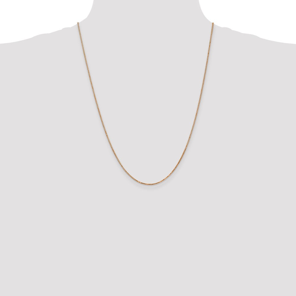 14K Rose Gold 24 inch 1.3mm Box Link with Lobster Clasp Chain