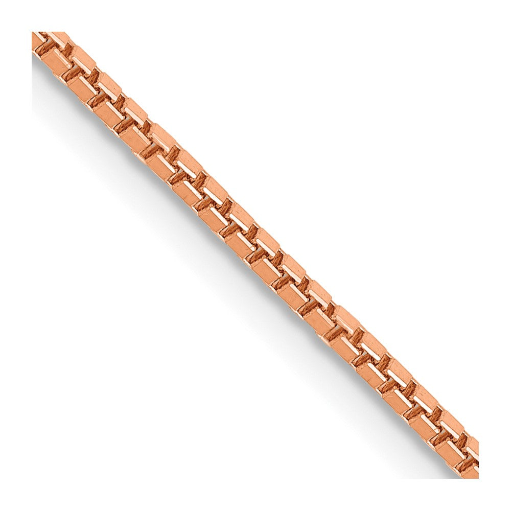 14K Rose Gold 22 inch 1.3mm Box Link with Lobster Clasp Chain