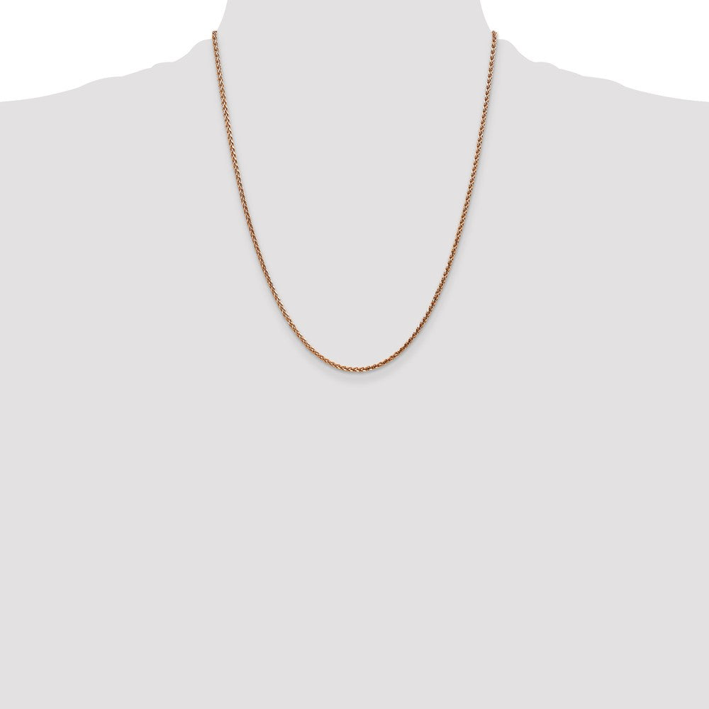14K Rose Gold 22 inch 2.1mm Diamond-cut Spiga with Lobster Clasp Chain
