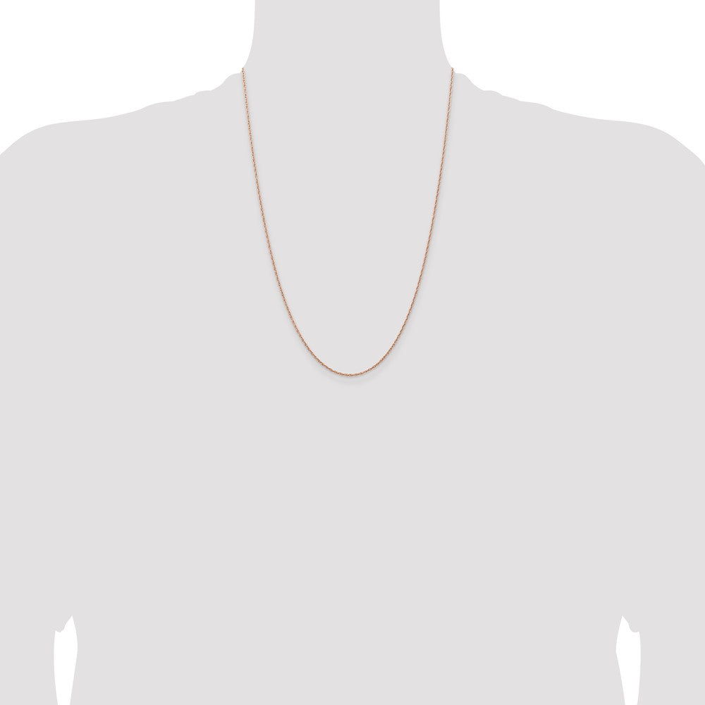 14K Rose Gold 24 inch 1.15mm Baby Rope with Spring Ring Clasp Chain