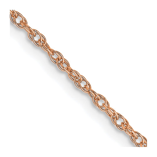 14K Rose Gold 18 inch 1.15mm Baby Rope with Spring Ring Clasp Chain