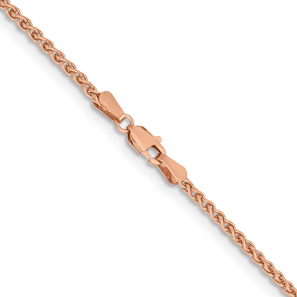 14K Rose Gold 30 inch 2.1mm Solid Polished Spiga with Lobster Clasp Chain