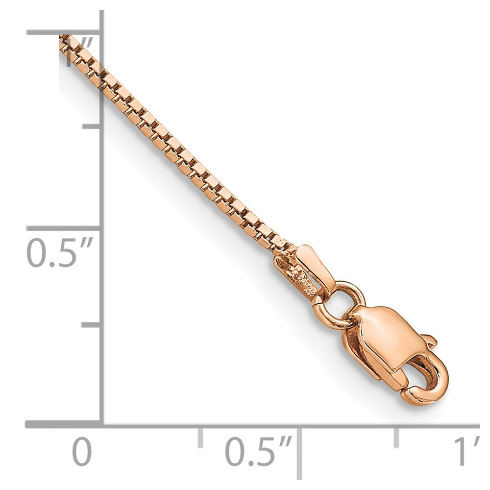 14K Rose Gold 8 inch .95mm Box Link with Lobster Clasp Bracelet