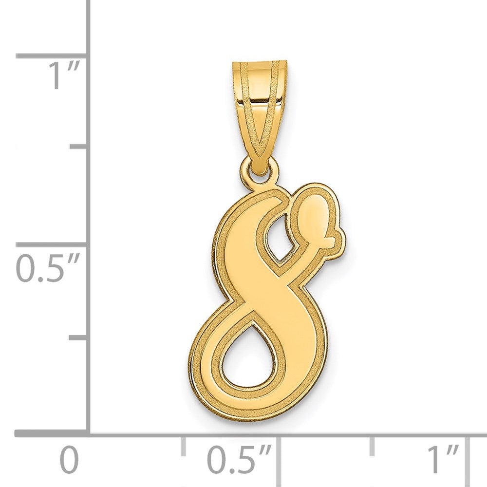 14k Brushed Border Script Number 8 Pendant