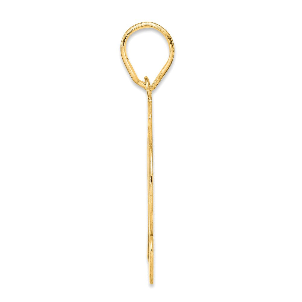 14k Brushed Border Script Number 12 Pendant