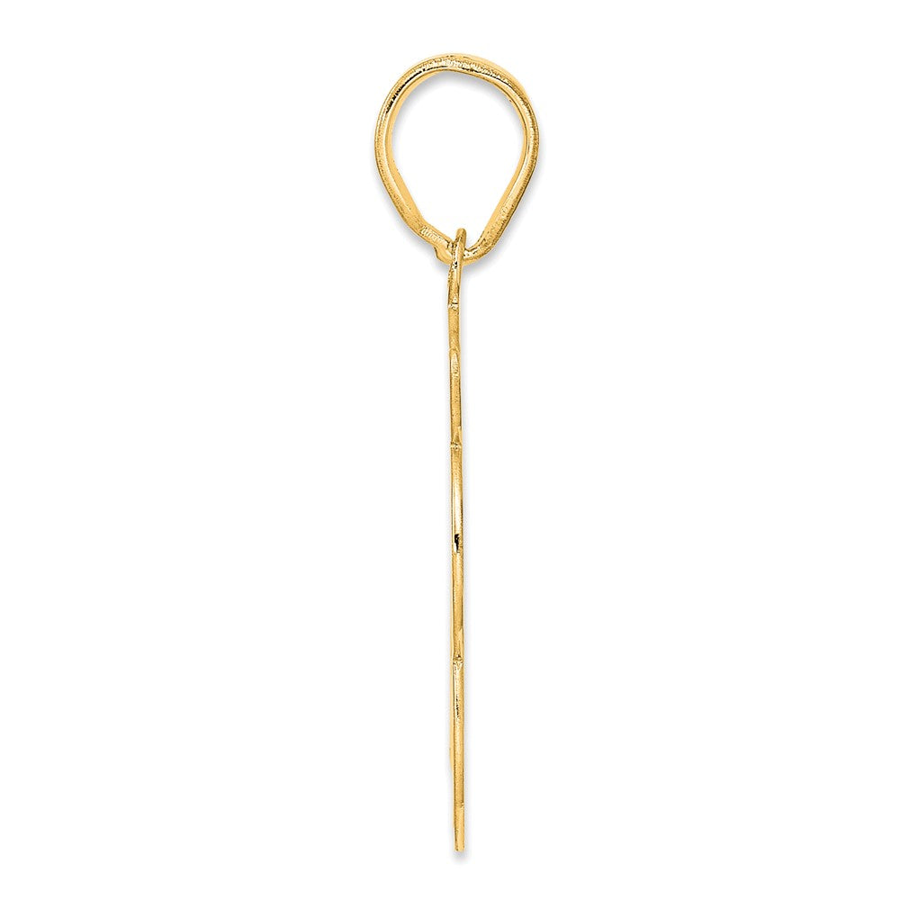 14k Brushed Border Script Number 13 Pendant