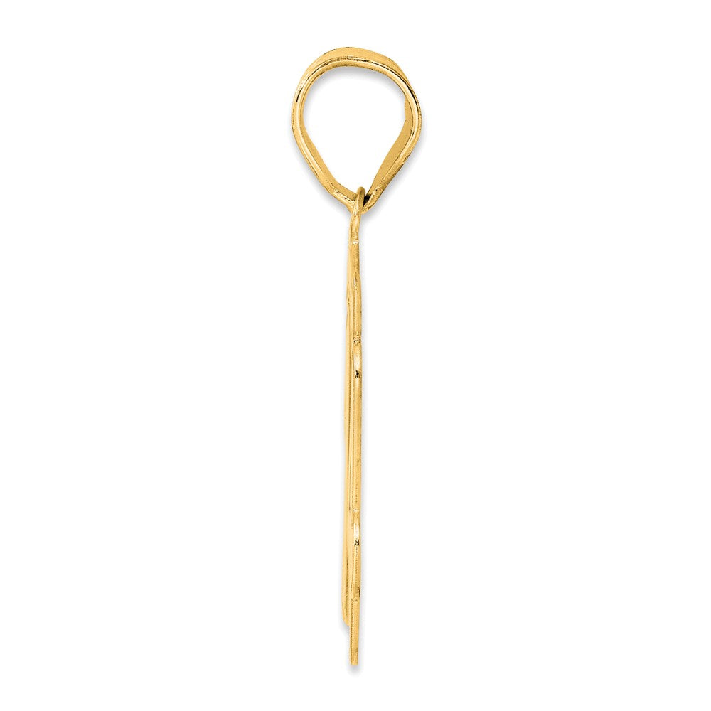 14k Brushed Border Script Number 14 Pendant
