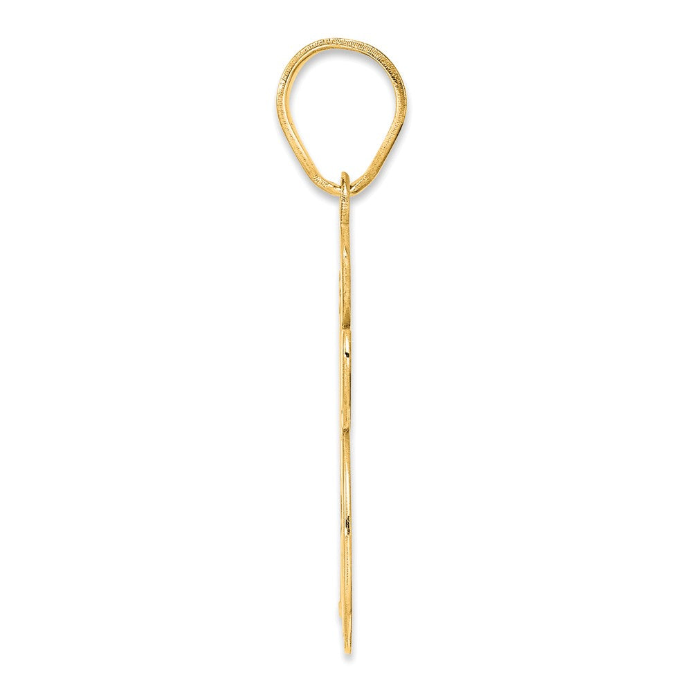 14k Brushed Border Script Number 15 Pendant