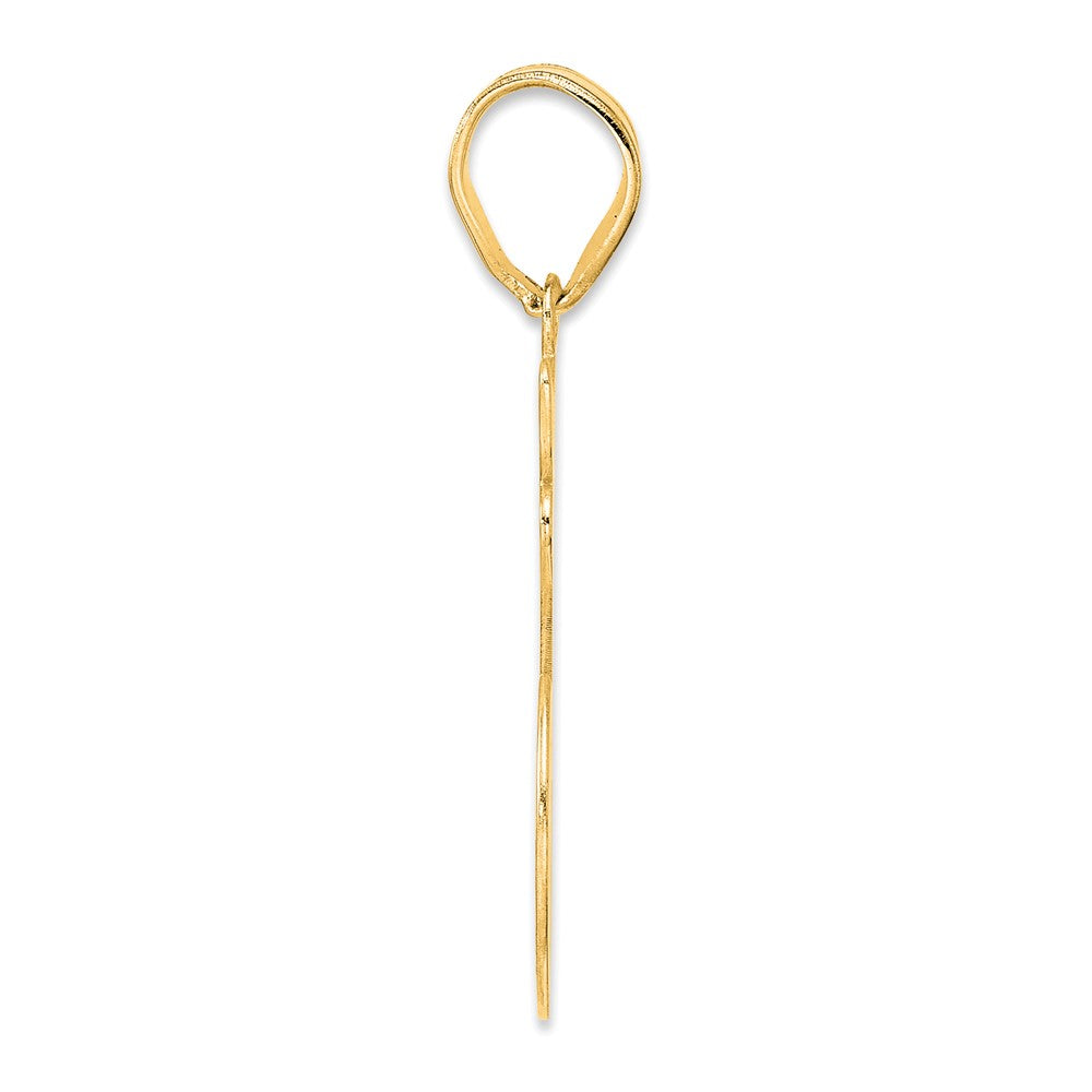 14k Brushed Border Script Number 16 Pendant