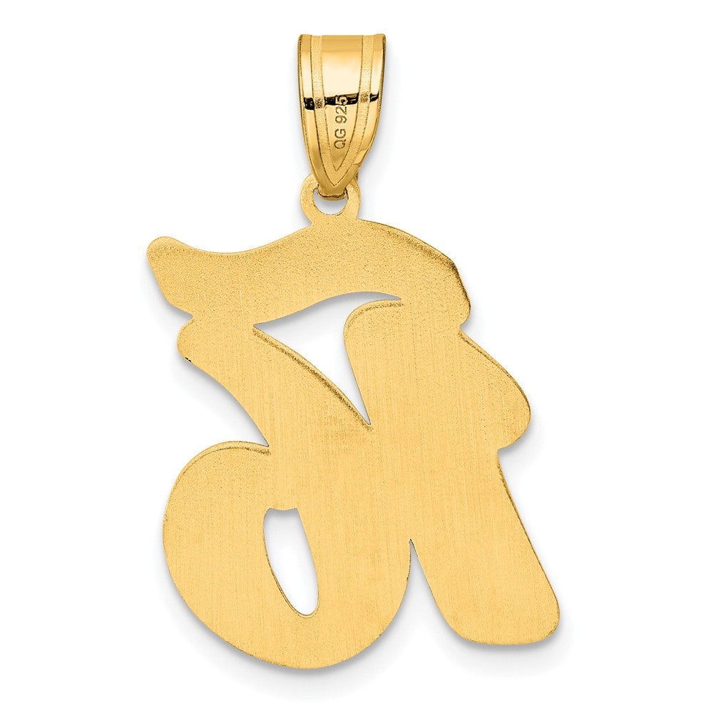 14k Brushed Border Script Number 16 Pendant