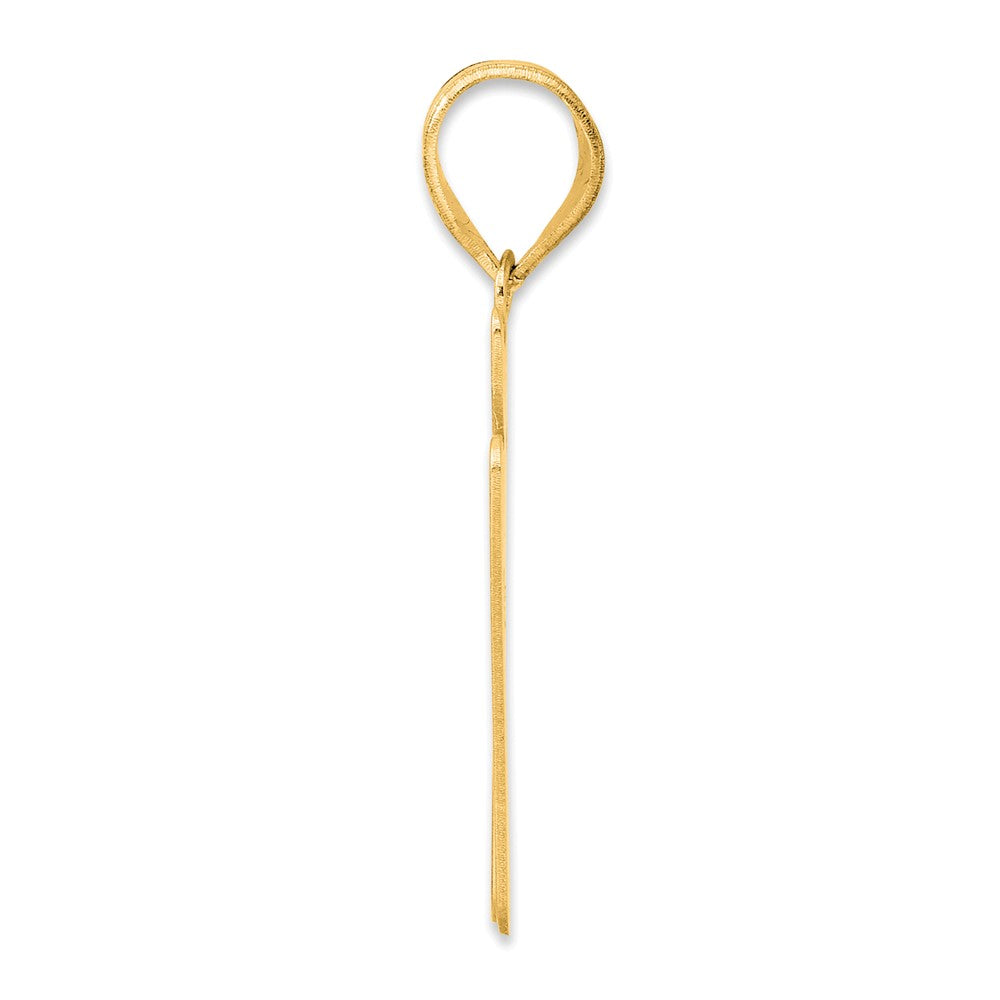 14k Brushed Border Script Number 17 Pendant
