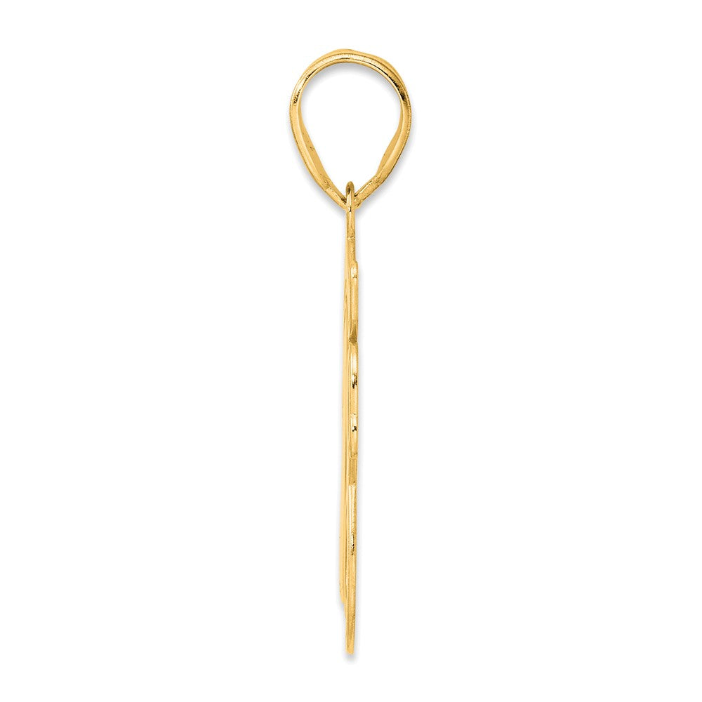 14k Brushed Border Script Number 18 Pendant