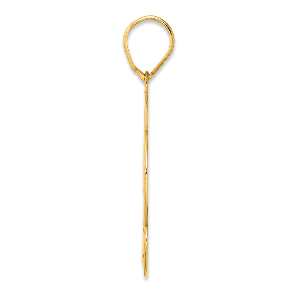 14k Brushed Border Script Number 22 Pendant