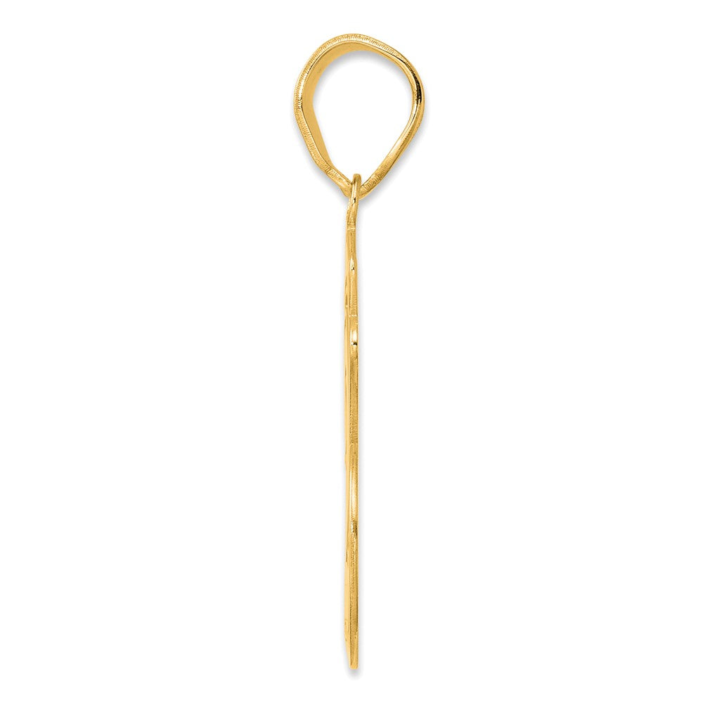 14k Brushed Border Script Number 26 Pendant