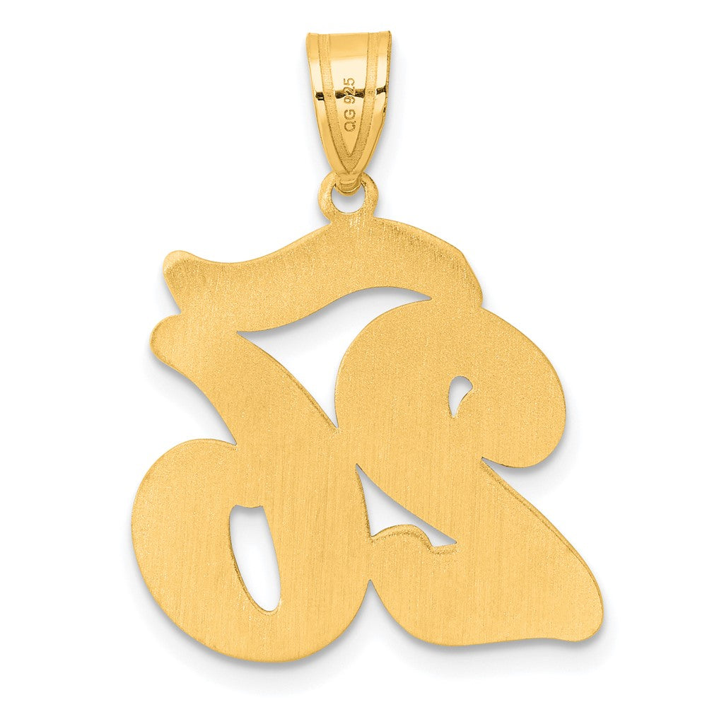 14k Brushed Border Script Number 26 Pendant