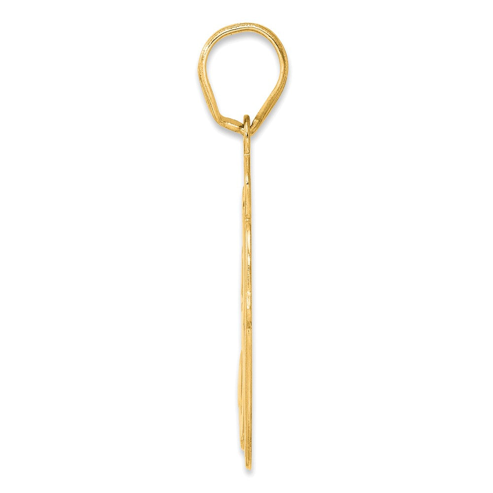 14k Brushed Border Script Number 30 Pendant