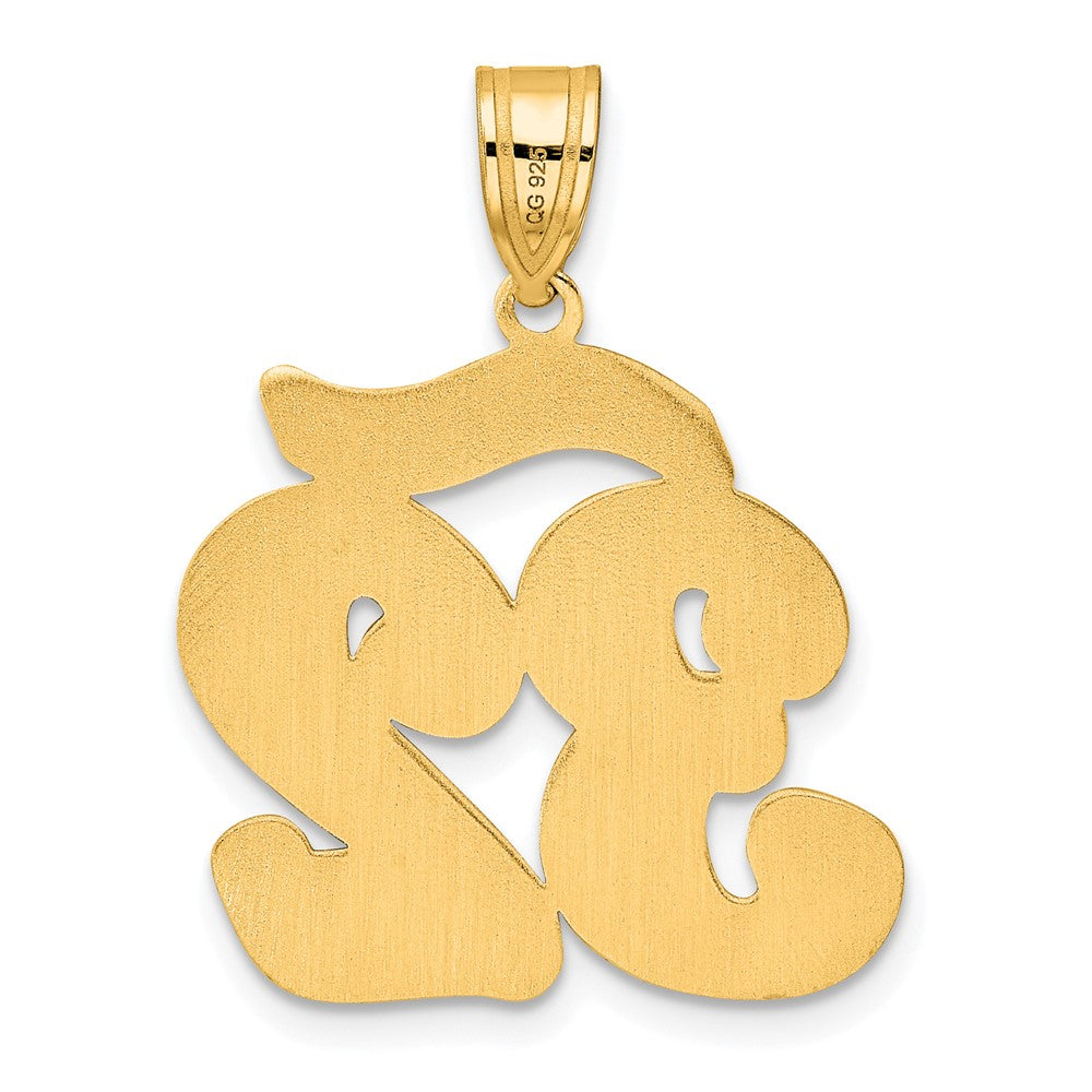 14k Brushed Border Script Number 32 Pendant