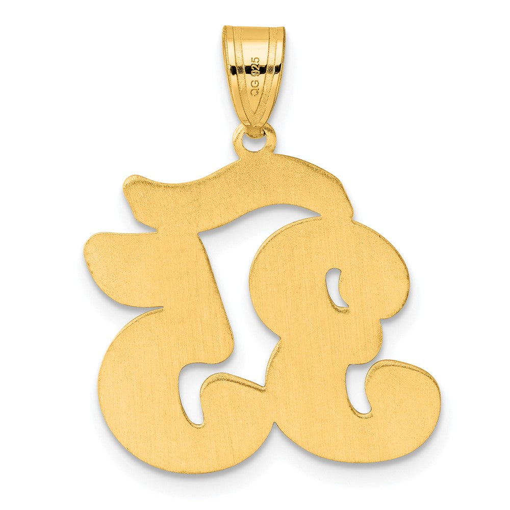 14k Brushed Border Script Number 35 Pendant