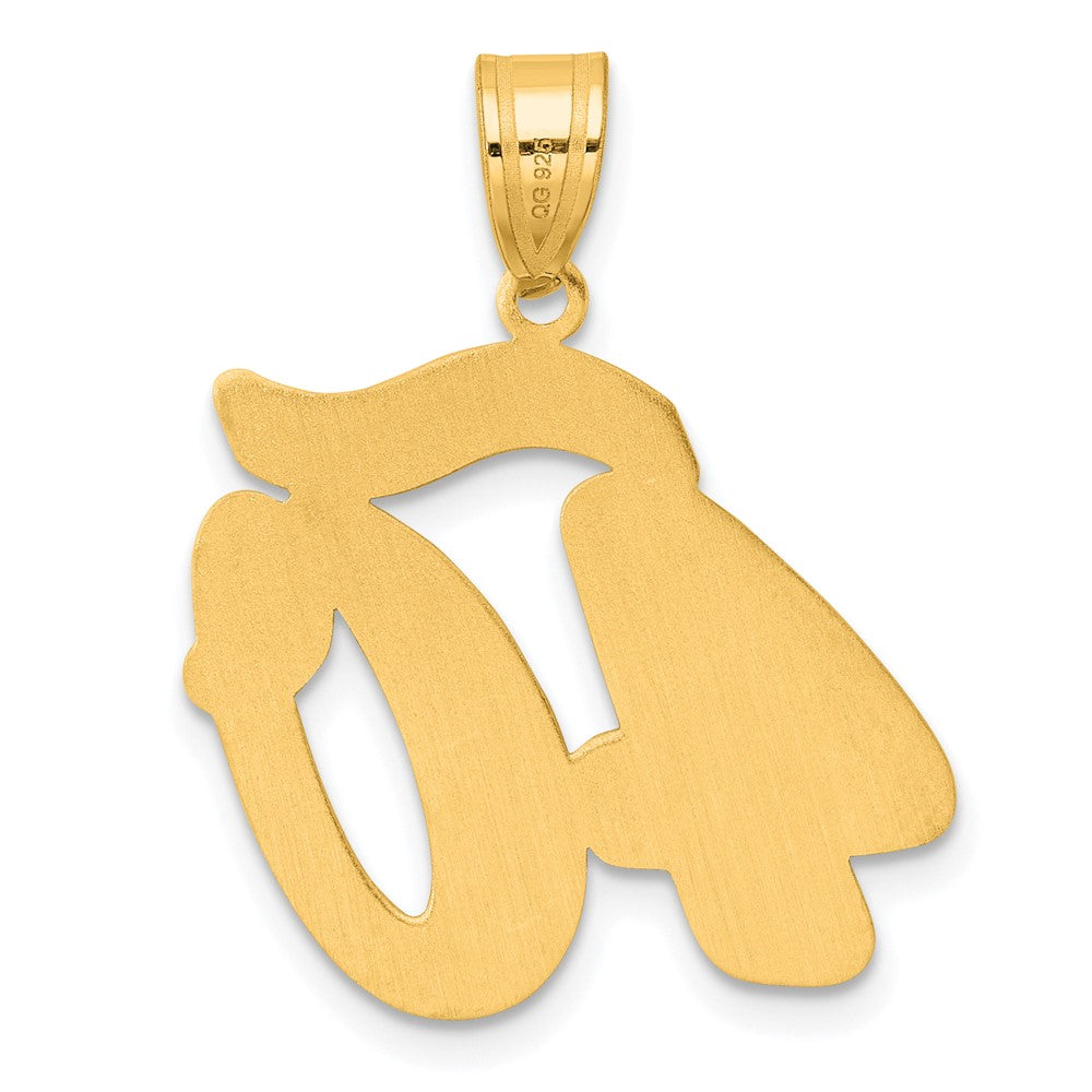 14k Brushed Border Script Number 40 Pendant