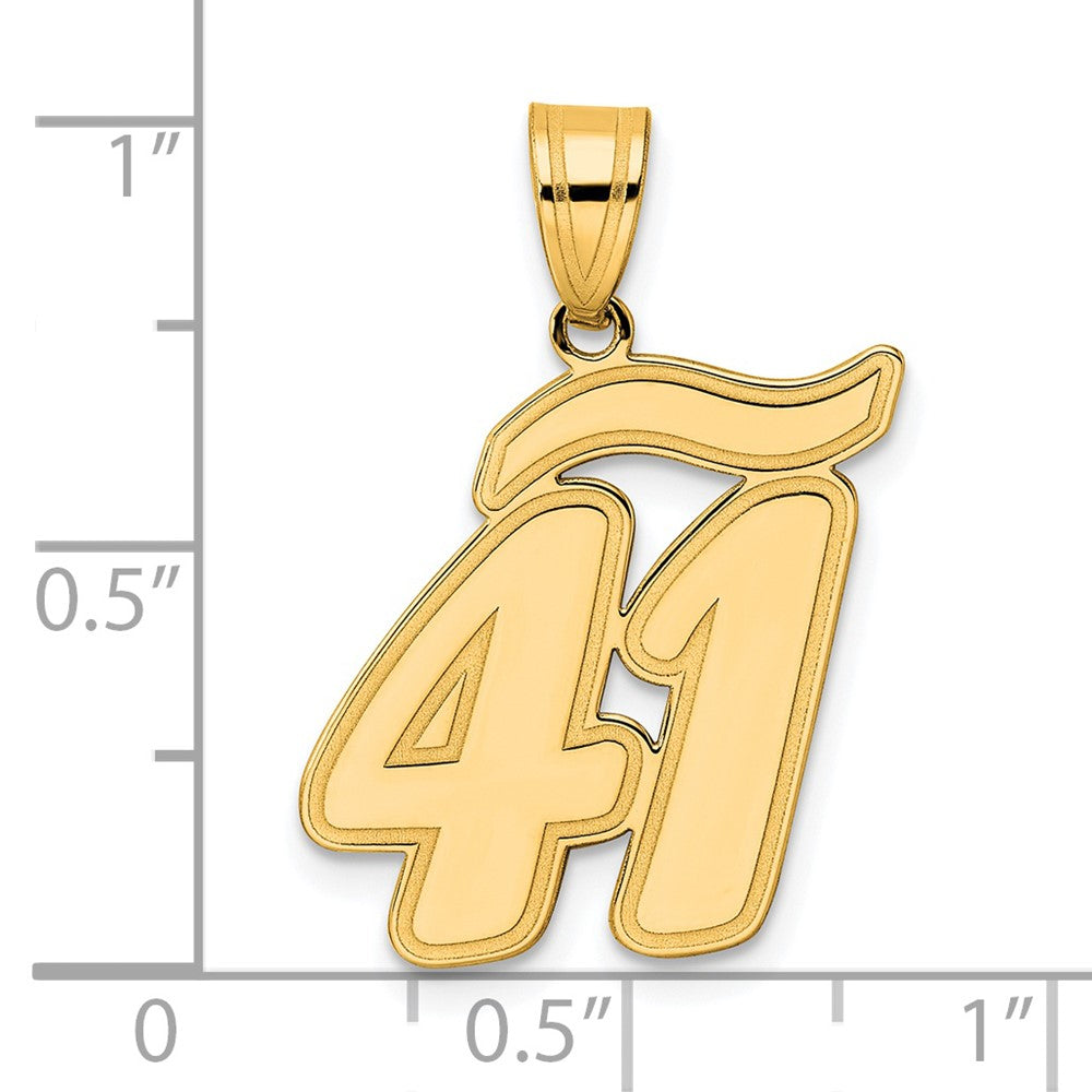 14k Brushed Border Script Number 41 Pendant