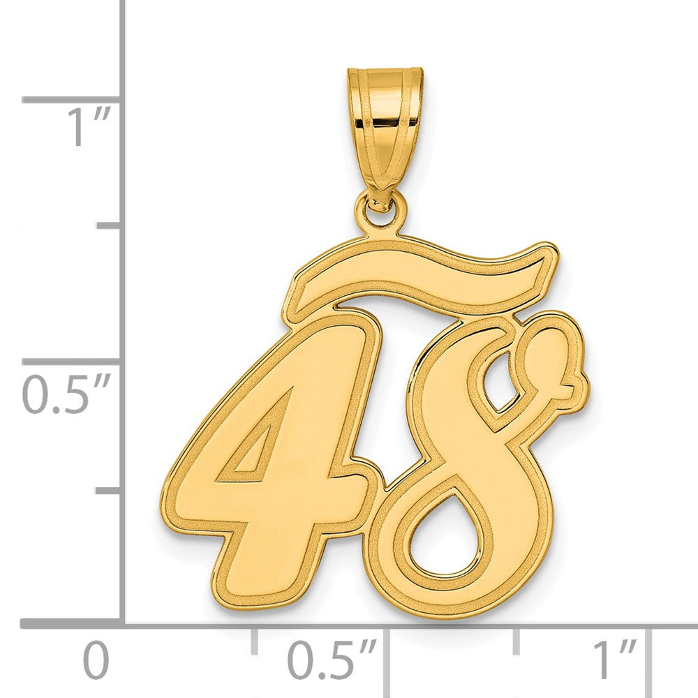 14k Brushed Border Script Number 48 Pendant