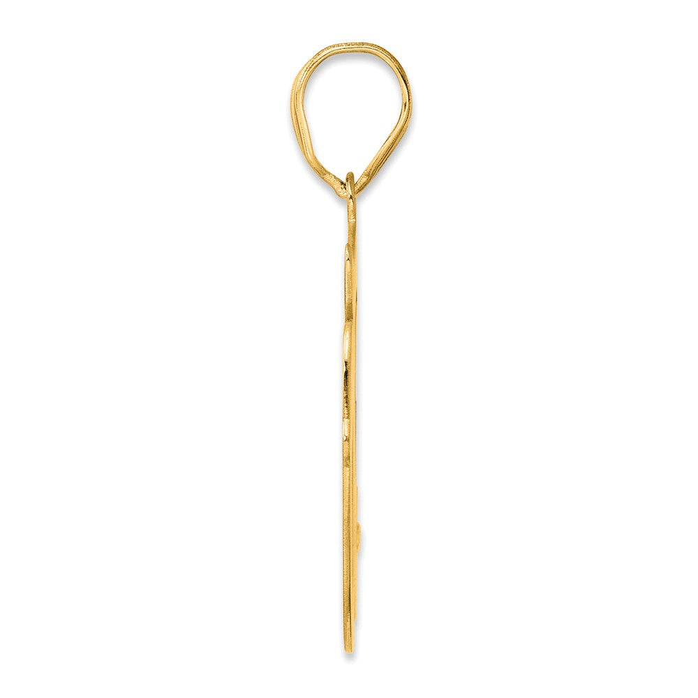 14k Brushed Border Script Number 50 Pendant