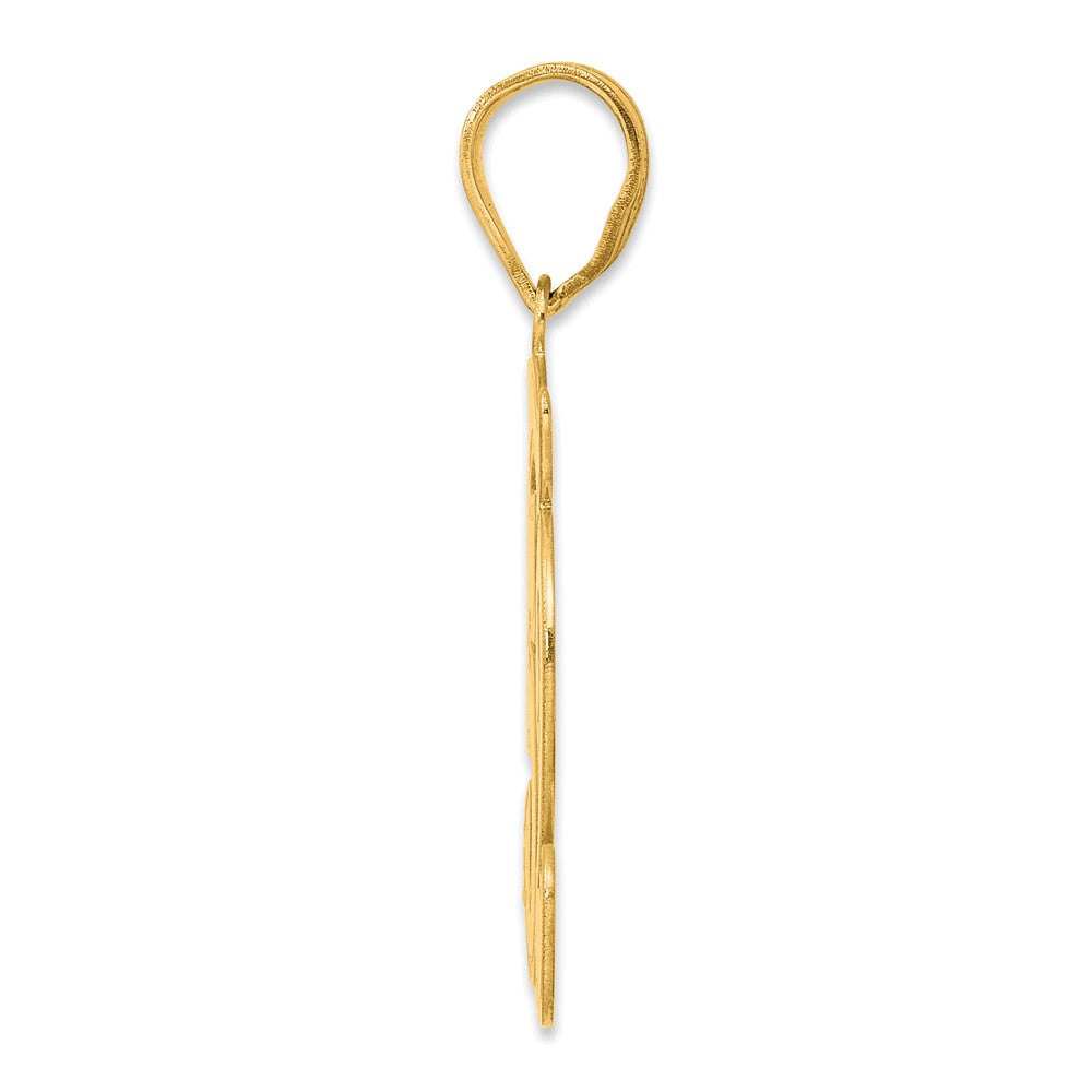 14k Brushed Border Script Number 52 Pendant