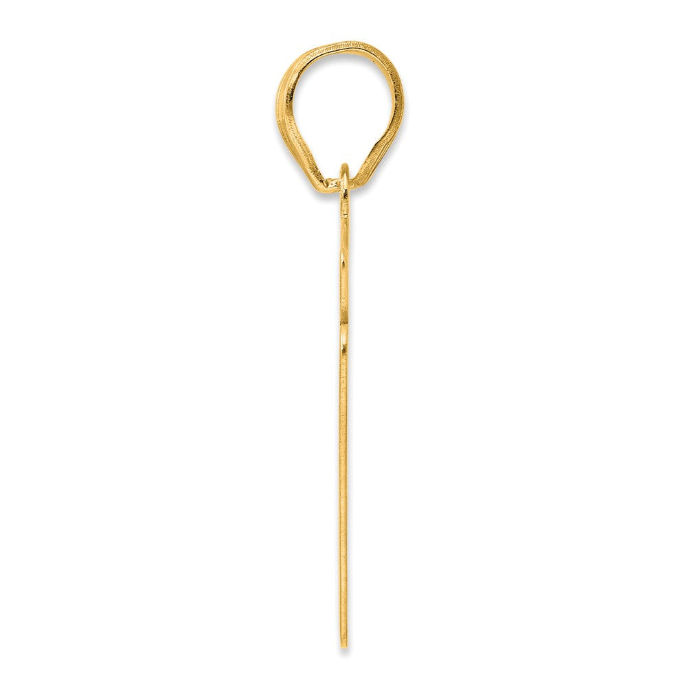 14k Brushed Border Script Number 57 Pendant
