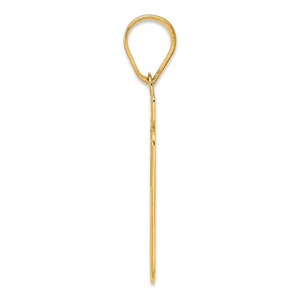14k Brushed Border Script Number 61 Pendant