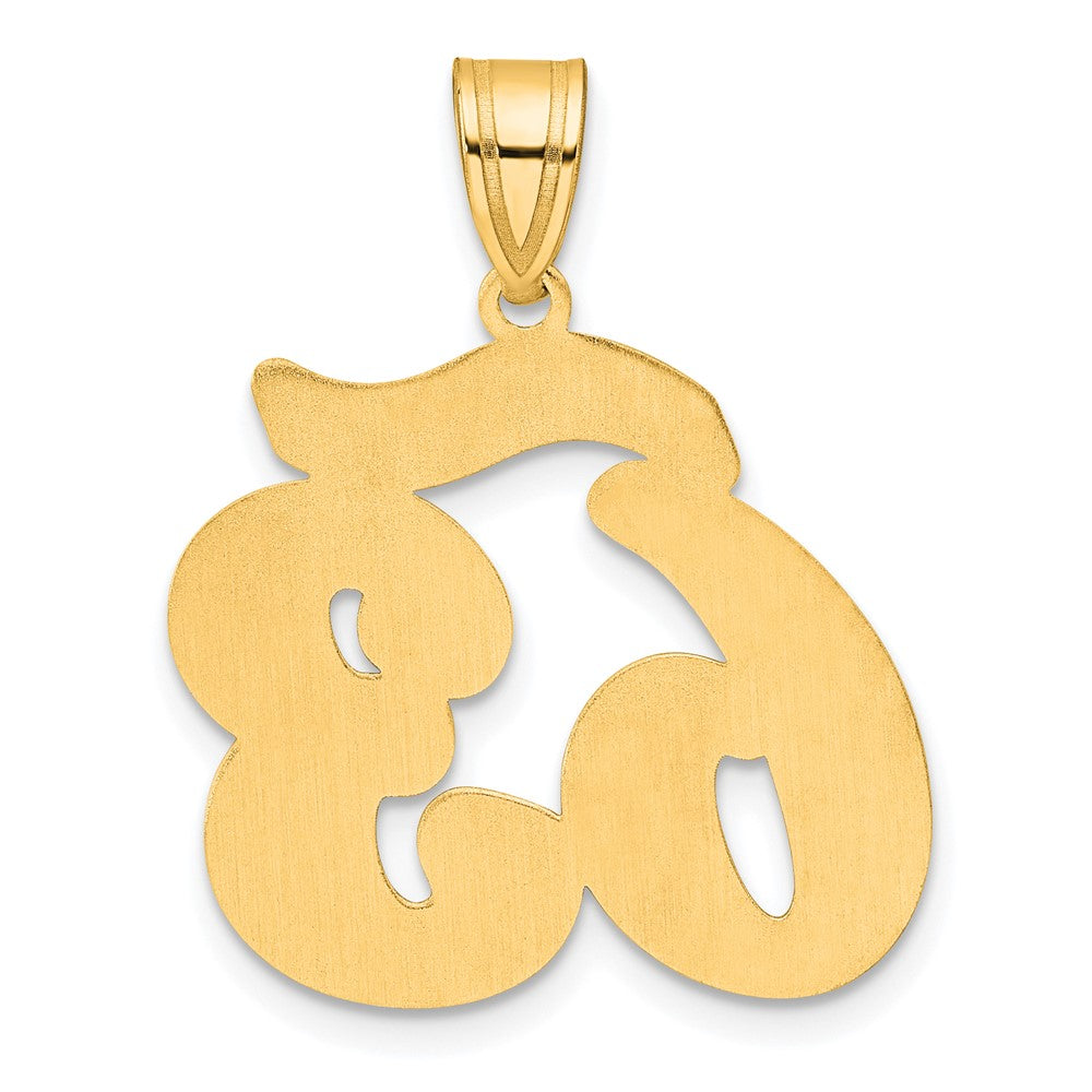 14k Brushed Border Script Number 63 Pendant