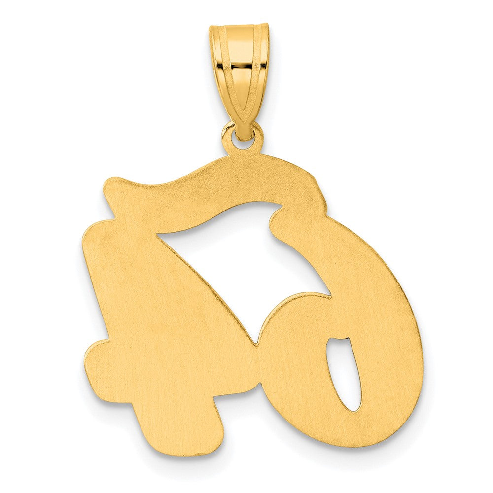 14k Brushed Border Script Number 64 Pendant