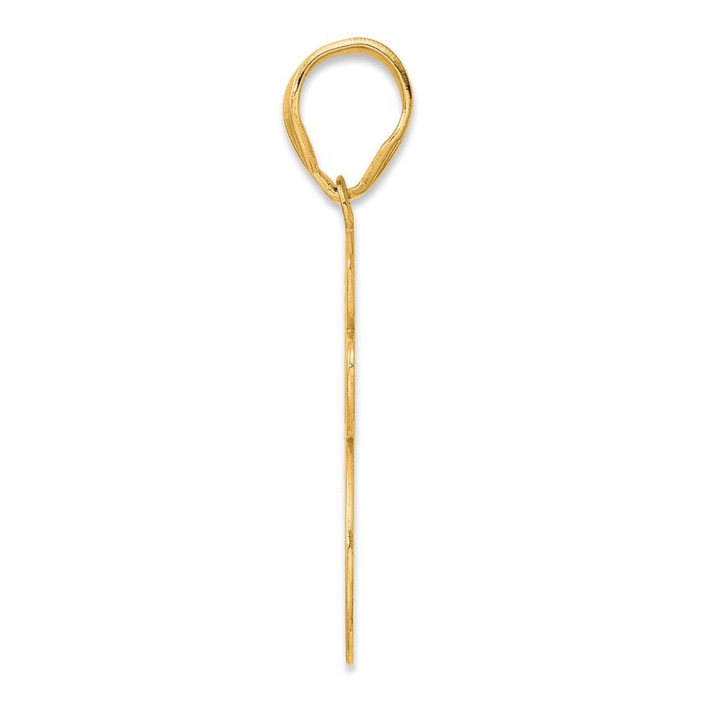 14k Brushed Border Script Number 65 Pendant