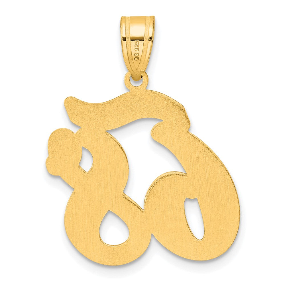 14k Brushed Border Script Number 68 Pendant