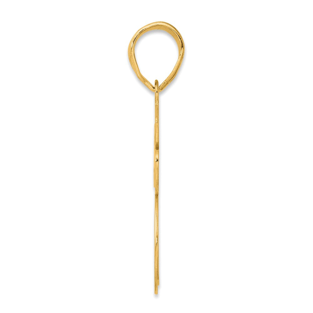 14k Brushed Border Script Number 75 Pendant