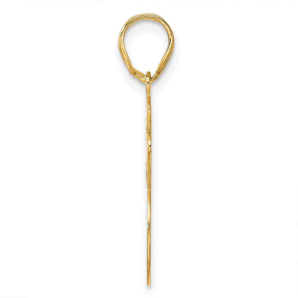14k Brushed Border Script Number 76 Pendant