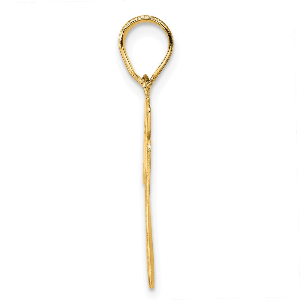 14k Brushed Border Script Number 77 Pendant